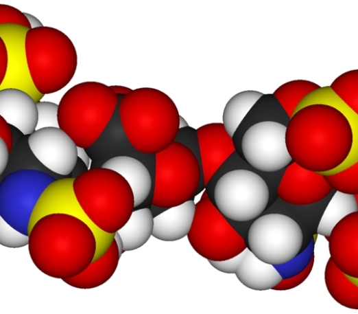 Молекулярная модель гепарансульфата, полученная с помощью компьютерного моделирования.